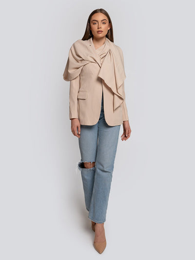 Willow Draped Collar Asymmetrical Blazer