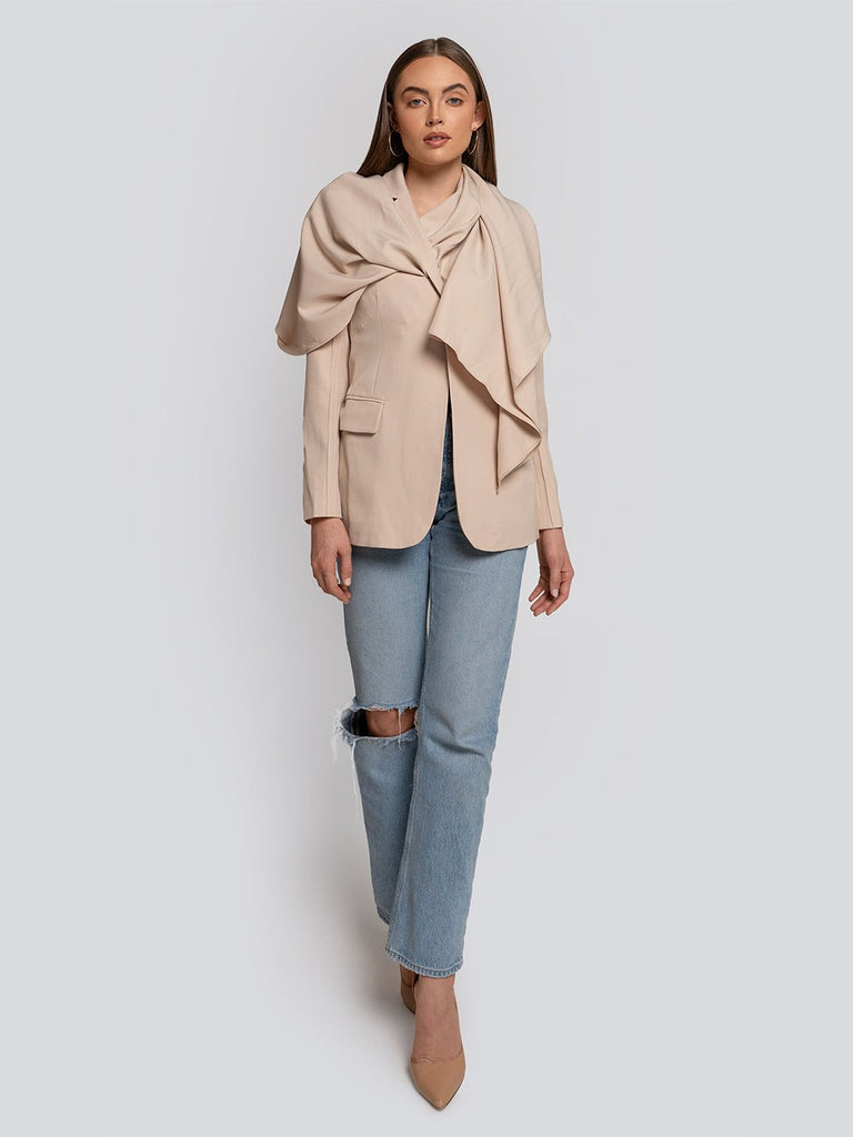 Willow Draped Collar Asymmetrical Blazer - Glory Connection