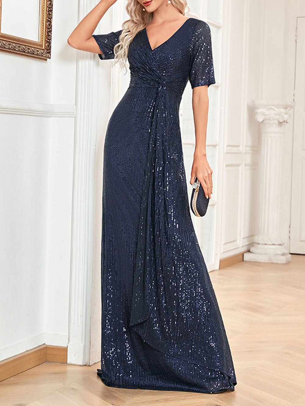 Lucyinlove Luxury Floor Length V-Neck Evening Dresses 2022 Women Party ...