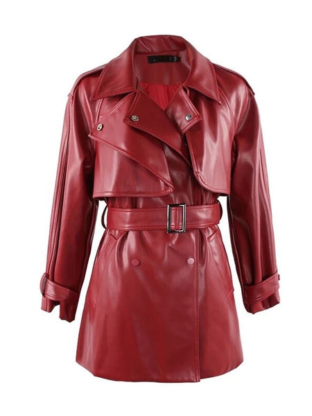 Cooper Faux Leather Trench Coat - Glory Connection