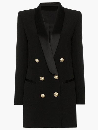 Double-Breasted Black Blazer Dress