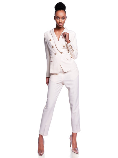 Double-Breasted Jacket + Pants in Floral White
