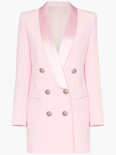 Double-Breasted Pink Blazer Dress
