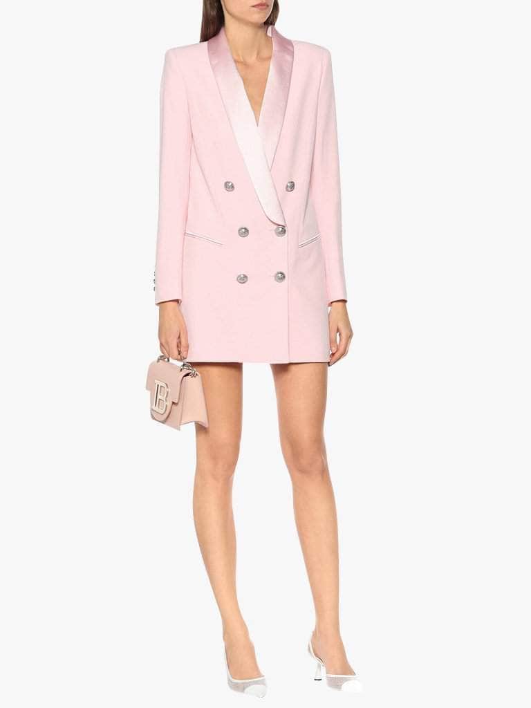 pink double breasted blazer dress Belted Double Breasted Blazer Dress Prism Pink