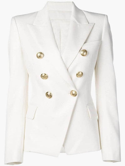 Double-Breasted White Blazer