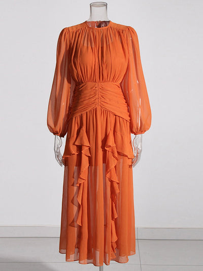Helena Ruffle Trim Midi Dress