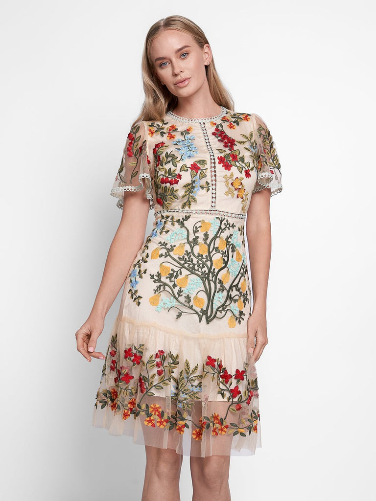 Kimora Embroidery Mini Dress - Glory Connection