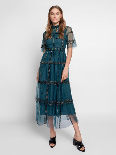 London Embroidered Midi Dress