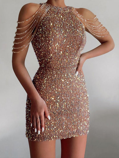 Maisie Crystal Drape Mini Dress