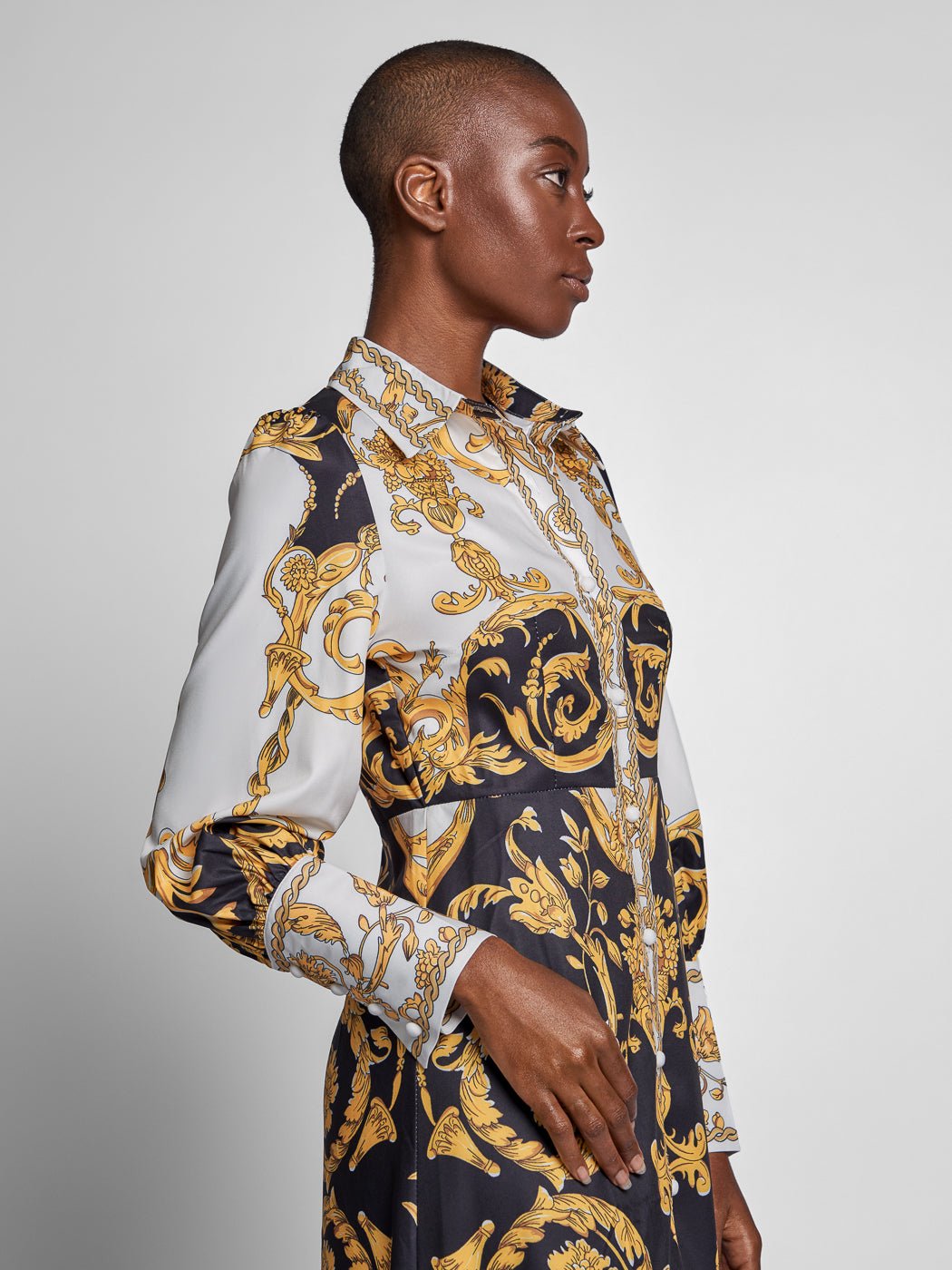 baroque maxi dress Luxurious Maxi Dress With Gold Baroque Pattern