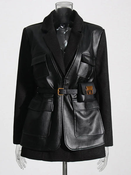 Miriam Belted Faux Leather Jacket - Glory Connection