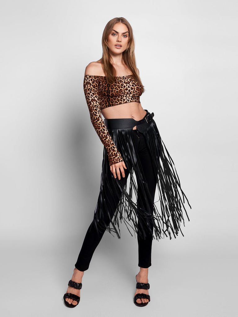 Remy Faux-Leather Tassel Belt Skirt - Glory Connection