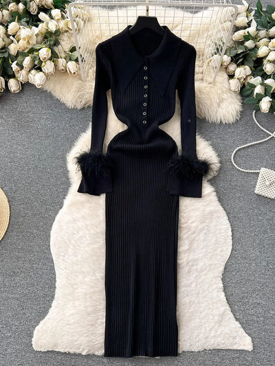 Shelby Feather Knitted Midi Dress